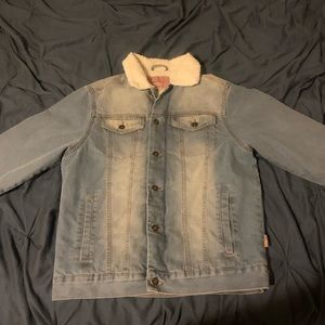 Medium Wash Denim Sherpa Jacket